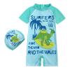 NineFit Basics Toddler Baby Boy Swimsuit Short Sleeve Zipper Bathing Suit Infant Rash Guard Beach Swimwear (Mint Green-1, 5 Years) view 1