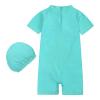 NineFit Basics Toddler Baby Boy Swimsuit Short Sleeve Zipper Bathing Suit Infant Rash Guard Beach Swimwear (Mint Green-1, 5 Years) view 2