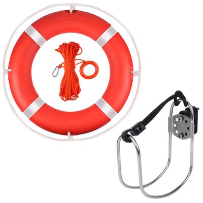 Life Ring, 23" Boat Safety Throw Rings, Life Preserver Ring with Bracket and 98.5 FT Floating Rescue Rope