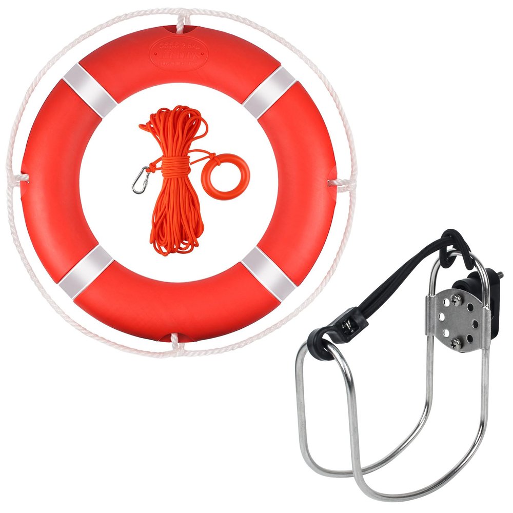 Life Ring, 23" Boat Safety Throw Rings, Life Preserver Ring with Bracket and 98.5 FT Floating Rescue Rope