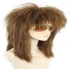 yuehong Long Dark Brown Women Wig Mullet Wig 70s 80s Rocker Wig Heavy Metal Style Cosplay Costume Wig with Necklace view 3