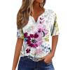 2025 Summer Tops for Women 2025 Trendy Vacation Short Sleeve Ladies Blouse Dressy Causal Plus Size Tunic Tops to Wear with Leggings Easter Shirts for Women(E Purple,Large) view 1