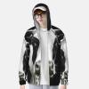 Animal Funny Cow Head Black White Print Sun Protection Hoodie Jacket Full Zip Long Sleeve Sun Shirt with Pockets for Outdoor view 2