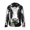 Animal Funny Cow Head Black White Print Sun Protection Hoodie Jacket Full Zip Long Sleeve Sun Shirt with Pockets for Outdoor view 3