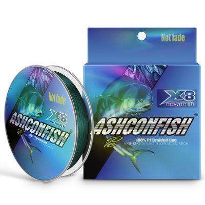 Ashconfish Braided Fishing Line Color Never Fade 8 Strands Super Strong PE Fishing Line Abrasion Resistant Fishing Wire Zero Stretch(Moss Green,328Yards(300m)-20lb/0.20mm)