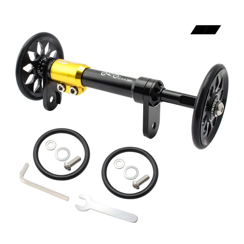 Jesscasday Bicycle Easy Folding Wheel Rear Load Rack Rod Aluminum Alloy Extension Telescopic Bar Compatible with Bro-mpton Easy Wheel Extender