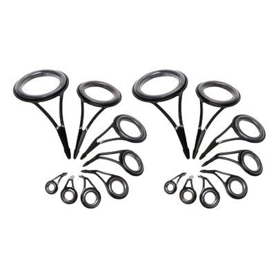 Baglaum 16 Pcs/Set Fishing Rod Guides Tip Fish 5-18mm Dia Pole Repair Kit Line Rings Eyes Set Rings Frame, black