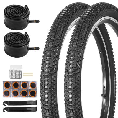Fansport 20 inch Bike Tire,2 Pack 20x2.125 Bike Tires and 20x1.75/2.125 Bike Tubes with Bike Tire Levers, 20x2.125 Bicycle Tire Portable MTB Tires Rubber Tire for Mountain Path Muddy Trail
