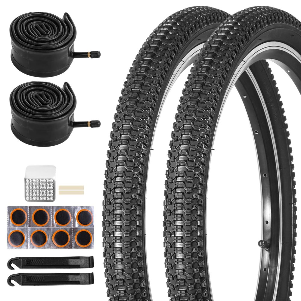 Fansport 20 inch Bike Tire,2 Pack 20x2.125 Bike Tires and 20x1.75/2.125 Bike Tubes with Bike Tire Levers, 20x2.125 Bicycle Tire Portable MTB Tires Rubber Tire for Mountain Path Muddy Trail