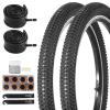 Fansport 20 inch Bike Tire,2 Pack 20x2.125 Bike Tires and 20x1.75/2.125 Bike Tubes with Bike Tire Levers, 20x2.125 Bicycle Tire Portable MTB Tires Rubber Tire for Mountain Path Muddy Trail view 1