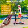 24V Electric Scooter for Kids w/150W Powerful Motor, Thumb Throttle, LCD Screen, Bluetooth, Light-Up Stem Deck & Wheels, 3 Adjustable Heights, 5MPH Safe Speed, 3 Wheel Electric Scooter for Kids, Pink view 4