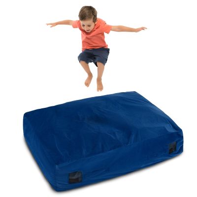 Goplus Crash Pad, 57"x57"/ 48"x36" Sensory Mat with Foam Blocks and Washable Velvet Cover for Kids and Adults Play, Therapy, Jump, and Relax (48"x36",Blue)