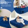 Goplus Crash Pad, 57"x57"/ 48"x36" Sensory Mat with Foam Blocks and Washable Velvet Cover for Kids and Adults Play, Therapy, Jump, and Relax (48"x36",Blue) view 2