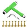 PATIKIL All-in-One Skate Tool with 8 Skateboard Hardware Screw Bolts, Multi-Function Portable Skateboard Tool T Wrench with L-Type Cross Head Screwdriver for Roller Skate, Green view 1