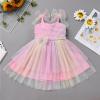 ABEWIP Girls Tutu Ruffle Dress Spaghetti Straps Baby Girls' Special Occasion Dresses Princess Party Ball Gowns Rainbow Color 90 (18-24M) view 3