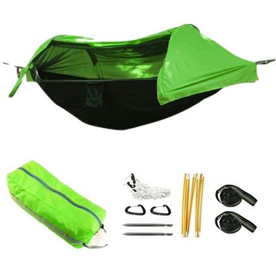 Hammock Multi-Functional Insect Net Waterproof Windproof Ultralight Parachute Hammock Aerial Tent Portable Outdoor Camping 270x140cm (Color : Yellow) (Green)