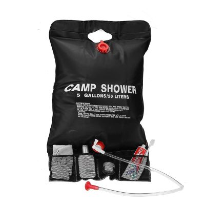 Portable 20-Liter Shower Bag Solar Electric Hot Wild Water Bottle in PVC Outdoor Camping Trip Hiking Mountain Blog Picnic