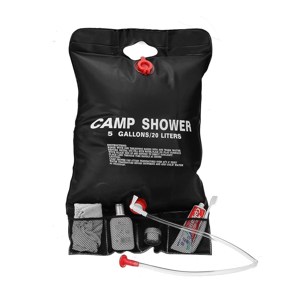 Portable 20-Liter Shower Bag Solar Electric Hot Wild Water Bottle in PVC Outdoor Camping Trip Hiking Mountain Blog Picnic