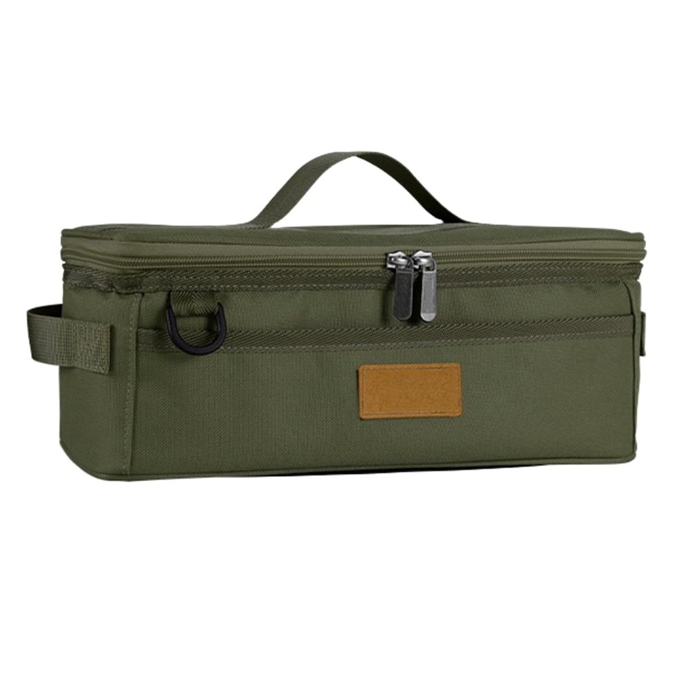 SXLINGDO Camping Cutlery Storage Bag, Outdoor Portable Camping Kitchen Cookware Bag, Hanging Cutlery Organizer (Green), 31.5*11.5*12cm