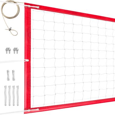 YUXUXU Professional Volleyball Net Outdoor Heavy Duty, All Weather Enhanced, Extended Stainless Steel Cable, Extra Thick Borders, for Indoor Outdoor Sports - Regulation 32x3FT, Red (Net Only)