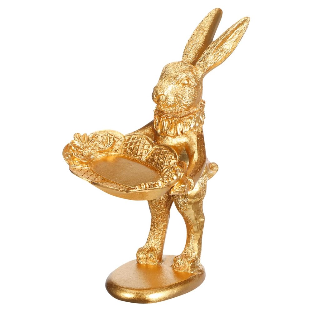 ABOOFAN Golden Bunny Decor Jewelry Tray, Cute & Retro Rabbit Ring Tray, Decorative Trinket Dish Holder for Rings, Earrings, Necklaces, Easter Home Decor