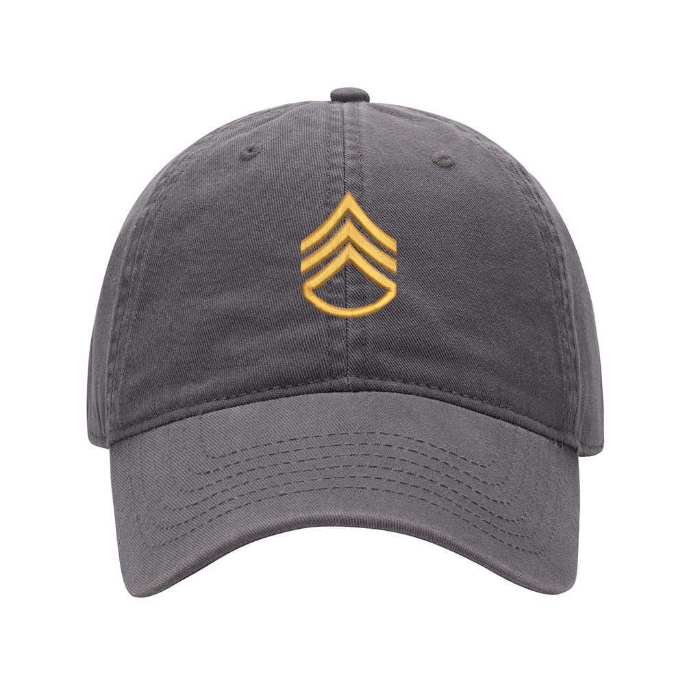 Baseball Cap Men Women Army Rank Patch Staff Sergeant Embroidered Unisex Classic Adjustable Strapback Dad Hat (7 1/2,Grey)