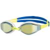 Zoggs Unisex Adult Endura Max Titanium Adjustable Swimming Goggles with Comfortable Soft Silicone Gasket & Anti-Fog UV Protective Curve Lenses, Yellow/Blue - Mirrored Lime Titanium Lenses view 1