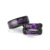 Couple Ring Bridal Set His Hers Black Gold Plated Purple Violet CZ Stainless Steel Wedding Ring Band view 1