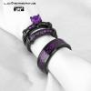 Couple Ring Bridal Set His Hers Black Gold Plated Purple Violet CZ Stainless Steel Wedding Ring Band view 2