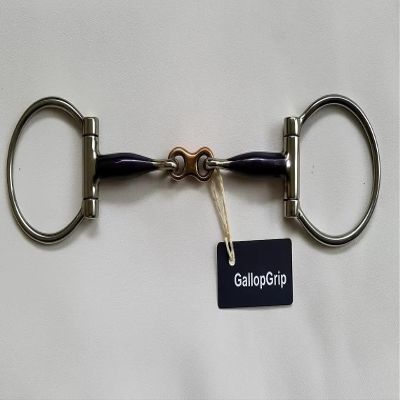 Gallop D Ring Blue Sweet Iron with Copper Link Horse Bit (5.5 Inches), Polished Metal