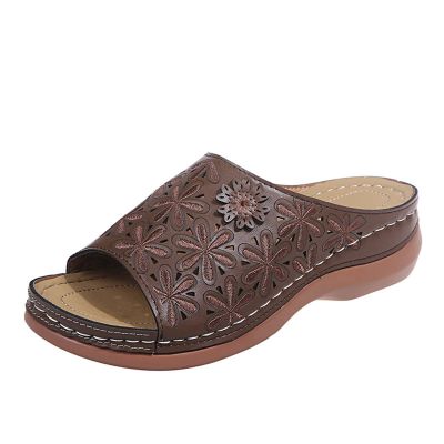 NineFit Basics Women Sandals Size 10 Women's Braided Slide Sandals Open Toe Two Strap Slip On Flat Sandals Casual Summer Shoes, 7.5, Brown