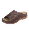 NineFit Basics Women Sandals Size 10 Women's Braided Slide Sandals Open Toe Two Strap Slip On Flat Sandals Casual Summer Shoes, 7.5, Brown view 1