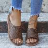 NineFit Basics Women Sandals Size 10 Women's Braided Slide Sandals Open Toe Two Strap Slip On Flat Sandals Casual Summer Shoes, 7.5, Brown view 2