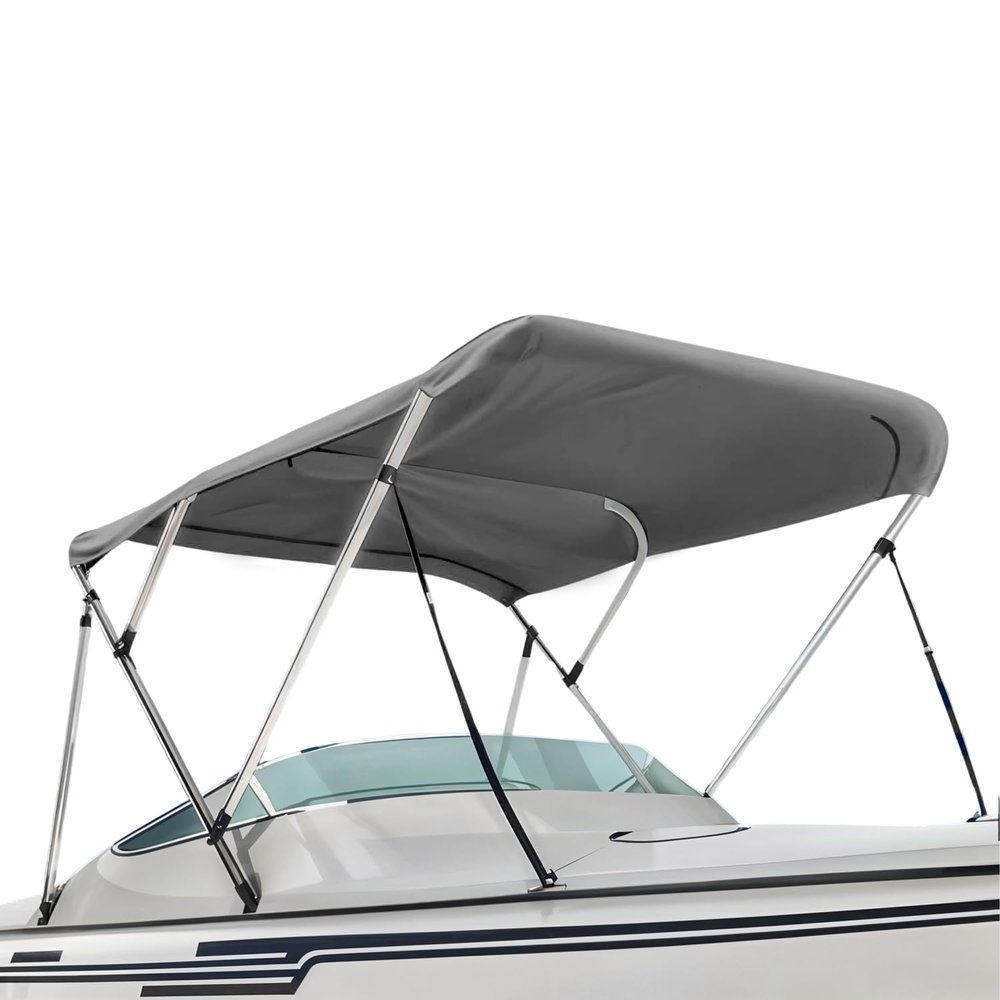 Seal Skin Covers 3 Bow / 4 Bow Bimini Top for Boats, Marine Grade Waterproof Canopy Cover with Frame, Durable Sun Shade Cover, Mounting Hardware, Rear Straps & Storage Boot (6'L X 46" H X 85"-90" W)