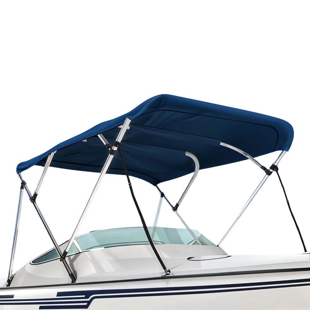 Seal Skin Covers 3 Bow / 4 Bow Bimini Top for Boats, Marine Grade Waterproof Canopy Cover with Frame, Durable Sun Shade Cover, Mounting Hardware, Rear Straps & Storage Boot (8'L X 54" H X 97"-103" W)