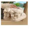 Cute Bow Snow Boots Winter Waterproof Slip Resistant Cold Weather Shoes Indoor Outdoor Warm Fuzzy Fluffy Slippers (White,6,6.5) view 3