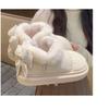 Cute Bow Snow Boots Winter Waterproof Slip Resistant Cold Weather Shoes Indoor Outdoor Warm Fuzzy Fluffy Slippers (White,6,6.5) view 4
