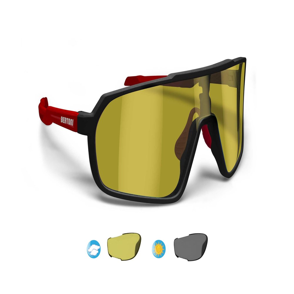 Bertoni Sports Cycling MTB Sunglasses Men Women Photochromic Polarized Yellow Lens Optical RX Carrier acc. - GEMINI
