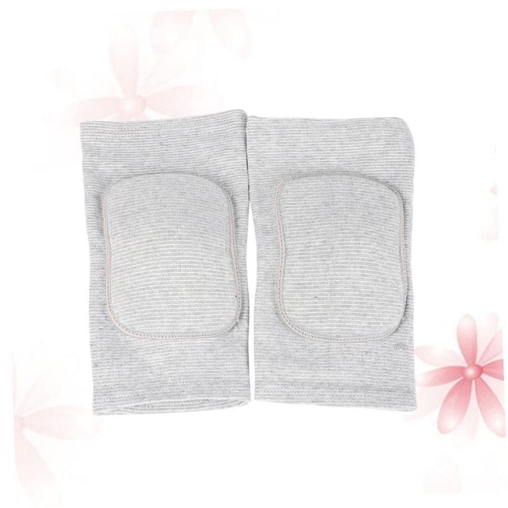 Ipetboom 2pcs Grey Sponge Pad Safety Support for Fitness Training Non- Exercise Protector for Squats Comfortable Elastic Knee Sleeves for Gym Basketball Football and Running
