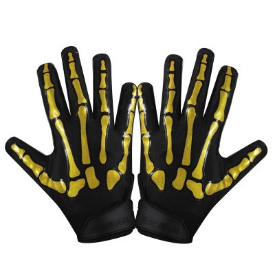 Glorious Traders Football Gloves, Adult and Youth Football Gloves Men & Women's - Ultimate Performance Booster Football Gloves Adult with Super Sticky Grip (Gold, Adult Small)