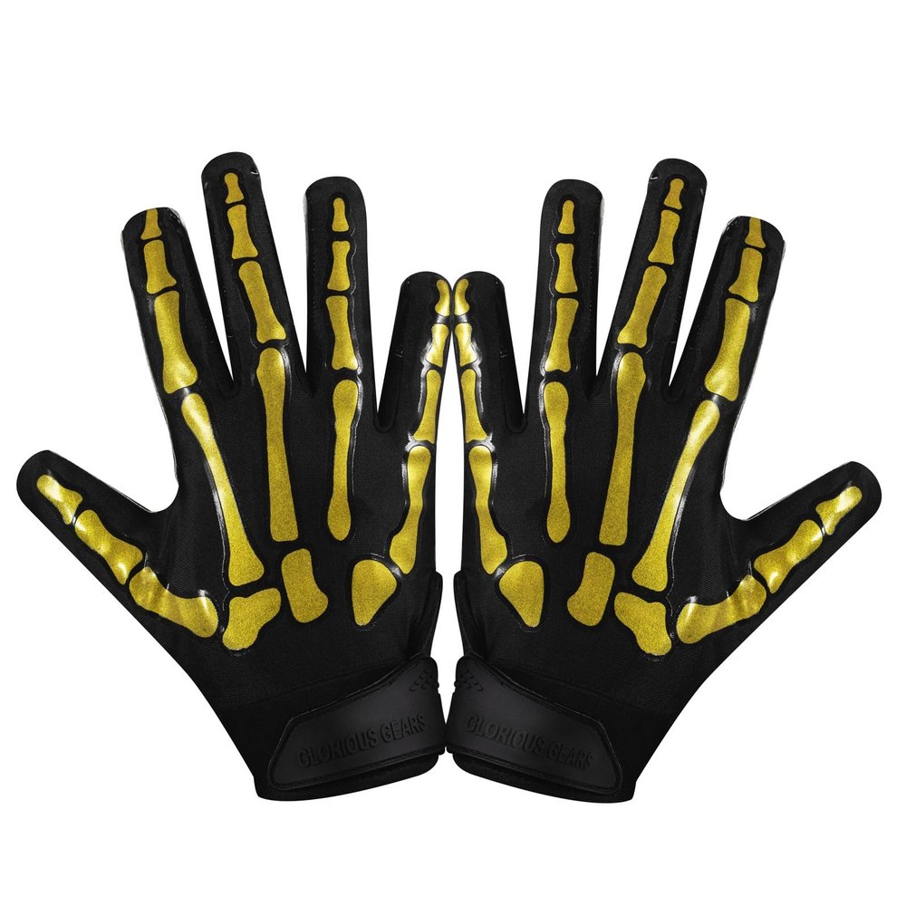 Glorious Traders Football Gloves, Adult and Youth Football Gloves Men & Women's - Ultimate Performance Booster Football Gloves Adult with Super Sticky Grip (Gold, Adult Small)