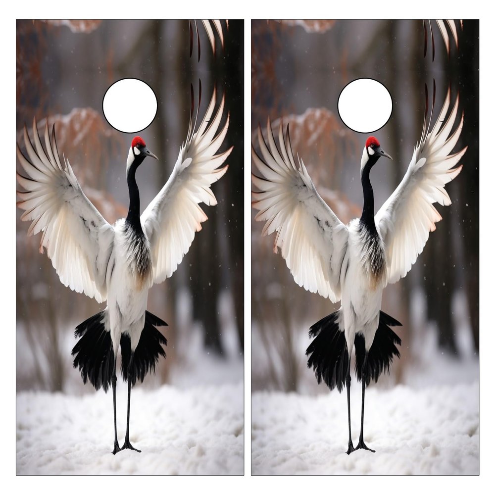 HNOWANG 24 * 48in Cornhole board skins Transform Your Cornhole Boards with Vibrant Skins Covers Decals Graphics Elevate Your Outdoor Space with Personalized Style cornhole cover Set of 2 of 2 Crane