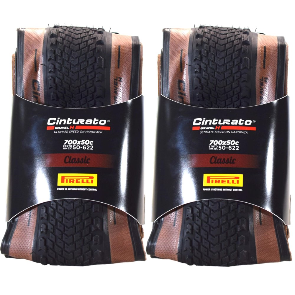 Pirelli Cinturato Gravel H Classic 50-622 (700 x 50c) Gravel Bike Tire - Gravel-Specific Design for Compact Terrain - SpeedGRIP Compound for Superior Grip in All Weather (2 Tires)