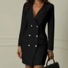 Women's Casual Long Sleeve Blazer Jackets Notched Collar Double Breasted Elegant Wrap Dress Work Blazers with Pockets view 2
