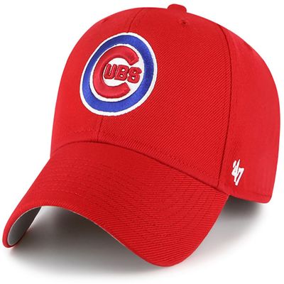 47 Brand MLB Alternate Color Primary Logo MVP Adjustable Structure Baseball Cap Hat, Adult One Size Fits All - Chicago Cubs Red