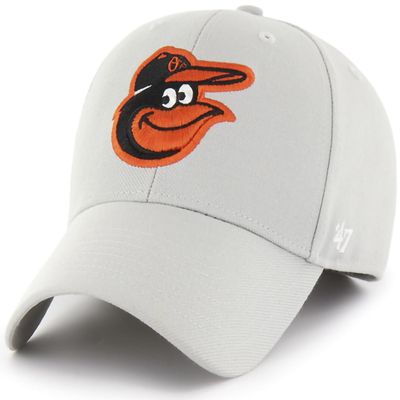 47 MLB Gray Team Color Primary Logo MVP Adjustable Structure Hat, Adult One Size Fits All - Baltimore Orioles - Gray