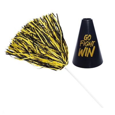 Anderson's Black and Gold Pom Poms and Go Fight Win Megaphones, Set of 20, Plastic Megaphones, Sports, Fan Gear, Homecoming, Cheerleaders