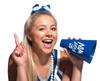 Anderson's Blue and White Pom Poms and Go Fight Win Megaphones, Set of 20, Plastic Megaphones, Sports, Fan Gear, Homecoming, Cheerleaders view 3