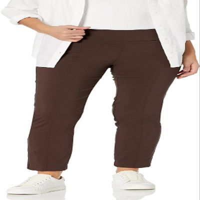 Zac & Rachel Women's Millennium Fabric - Slim Leg Pull-On Pant, Chocolate, 20W