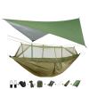 Portable Hammock Lightweight Portable Camping Hammock and Tent Awning Rain Fly Tarp Waterproof Mosquito Net Hammock Canopy Nylon Hammocks (Color : Green and Camouflage) (Green and Green) view 1